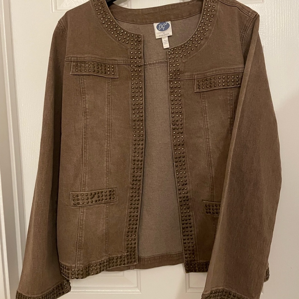 Denim jean jacket in dark tan with studs